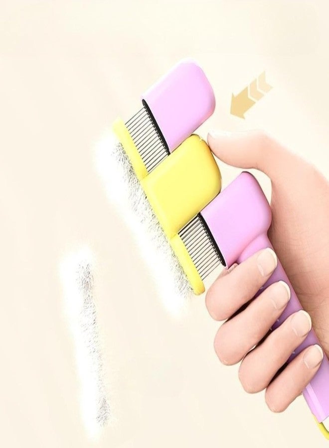 ANOXA Self-Cleaning Pet Grooming Brush with Stainless Steel Teeth - Gentle Deshedding & Flea Comb for Cats and Dogs, Efficient Hair Removal Solution for Indoor Pets (MULTICOLOR)(PACK OF 1) - Image 3